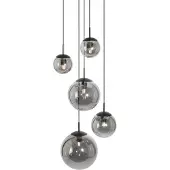 Steinhauer Hanglamp Bollique 5-lichts Rond smoke glasbol