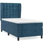 vidaXL Boxspring met matras fluweel donkerblauw 80x200 cm