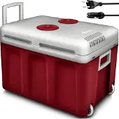 Tillvex Koelbox elektrisch 40L met wielen | Mini-koelkast 230 V en 12 V voor auto camping | Koelt & verwarmt | Eco-modus (rood)