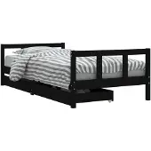 Syfax Kinderbedframe met lades 90x190 cm massief grenenhout zwart