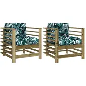 vidaXL Tuinstoelen 2 st met kussens geïmpregneerd grenenhout