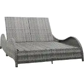 Syfax Ligbed tweepersoons met kussen poly rattan antraciet