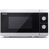 Sharp YC-MS01E-S Solo-magnetron, 20 liter, 800W, 5 vermogensniveaus, 25,5 cm glazen draaitafel, zilverkleurig