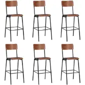 Syfax Barstoelen 6 st massief multiplex staal