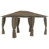 Syfax Tuinpaviljoen met gordijnen 180 g/m² 4x3 m taupe
