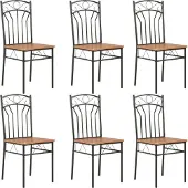 The Living Store : Eetkamerstoelen, 6 stuks, bruin, MDF