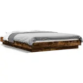 vidaXL Bedframe met LED-verlichting gerookt eikenkleurig 120x200 cm