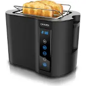 Arendo compacte broodrooster, 800 W, geschikt voor 2 boterhammen, met touchscreen, display met resterende tijdsaanduiding, 7 bruiningsgraden, geheugenfunctie, broodroosteraccessoire, zwart