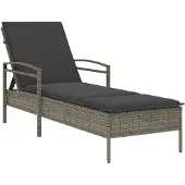 vidaXL Ligbed met kussen 63x200x81 cm poly rattan grijs