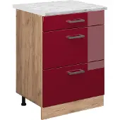 Vicco Keukenonderkast R-Line Rode hoogglans 60 cm WB Marmer, Model 45959