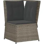 vidaXL Tuinhoekbank met kussens poly rattan grijs