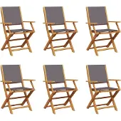 vidaXL Tuinstoelen 6 st inklapbaar massief hout en stof antracietkleur