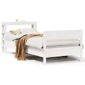 vidaXL Bedframe zonder matras massief grenenhout wit 75x190 cm