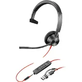 HP Poly Blackwire 3315 Monaural USB-C-headset, gecertificeerd voor Microsoft Teams, + 3,5 mm-stekker + USB-C/A-adapter, bedraad, kantoor/callcenter, 103 g, hoofdtelefoon, zwart
