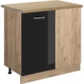 Vicco R-Line Hoekkast – 86 cm, WB Eik Zwart hoogglans
