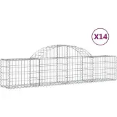vidaXL Schanskorven 14 st gewelfd 200x30x40/60 cm gegalvaniseerd ijzer