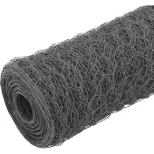 vidaXL Kippengaas 25x1 m staal met PVC coating grijs
