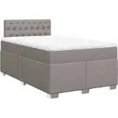 vidaXL Boxspring met matras stof taupe 120x190 cm