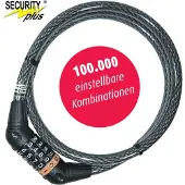 Security Plus Cijferslot Zahlenschloss Z69, lengte 150 cm, dikte 12 mm, kleur zilver