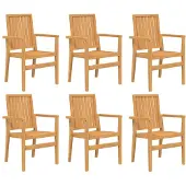 vidaXL Tuinstoelen stapelbaar 6 st 56,5x57,5x91 cm massief teakhout