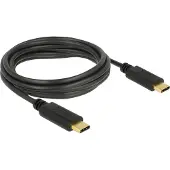 DeLOCK Premium USB-C naar USB-C kabel - USB2.0 - tot 20V/3A / zwart - 3 meter