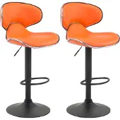 CLP Set van 2 barkrukken Las Vegas V2, bekleed met kunstleer, met voetsteun | Kleur: wit, frame: zwart