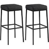 CLP Set van 2 barkrukken Montreal, met beklede zittingen en frame, inclusief voetsteun | Kleur: blauw, frame: zwart