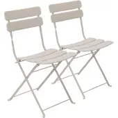Oviala - Set van twee klapstoelen in lichtbeige staal - Annecy