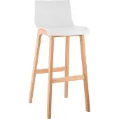 CLP Hover Barkruk - Natura houten frame - Kunststof zitting wit