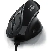 CSL ergonomische, bedrade muis, 125 dpi, verticale muis met OLED-display, configureerbare knoppen