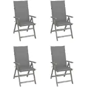 Syfax Tuinstoelen 4 st verstelbaar met kussens massief acaciahout