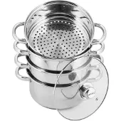 KINGHOFF STOOMPOT 24cm 5.0L KH-3320, Pan + steelpan, Zilver