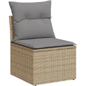vidaXL Tuinbank zonder armleuning met kussens poly rattan beige