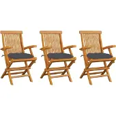Syfax Klapstoelen met antracietkleurige kussens, 3 stuks, massief teakhout