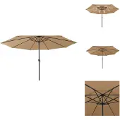 vidaXL Parasol LED 400x267 cm - Polyester + Metaal - Taupe - Parasol