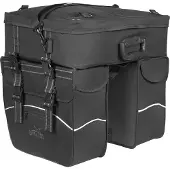 Polydaun dubbele fietstas touring 600d polyester 25 liter 35 x 47 x 15 cm zwart met reflectie