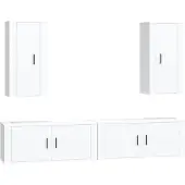 Syfax 4-delige Tv-meubelset bewerkt hout wit