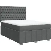 vidaXL Boxspring met matras stof donkergrijs 140x200 cm