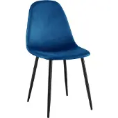 CLP Esskamerstoel Napier, bekleed met blauwe fluweelstof, met rugleuning