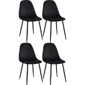 CLP Set van 4 eetkamerstoelen Napier, bekleed, geschikt tot 150 kg, zwart, materiaal: fluweel