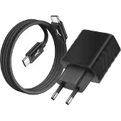 Akashi USB/USB-C-netoplader 20W PD QC 3.0 met zwarte USB-C-kabel