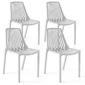 Oviala - Set van 4 witte plastic stoelen - Paris