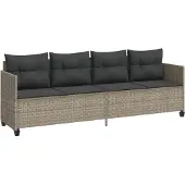 vidaXL - Ligbed - met - kussen poly - rattan - lichtgrijs