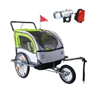 Viking Choice Fietskar Kind - Fietsaanhanger 2-zits - Veerdemping - Lime Groen/Grijs