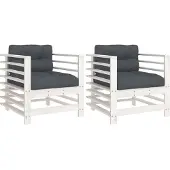 vidaXL Tuinstoelen met kussens 2 st massief grenenhout wit