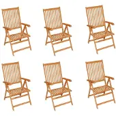 vidaXL Tuinstoelen 6 st met zwarte kussens massief teakhout