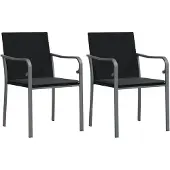 vidaXL Tuinstoelen 2 st met kussens 56x59x84 cm poly rattan zwart