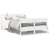 vidaXL Bedframe zonder matras massief grenenhout wit 150x200 cm