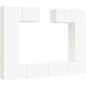 Syfax 6-delige Tv-meubelset bewerkt hout wit