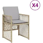 vidaXL Tuinstoelen 4 st met kussens poly rattan gemengd beige